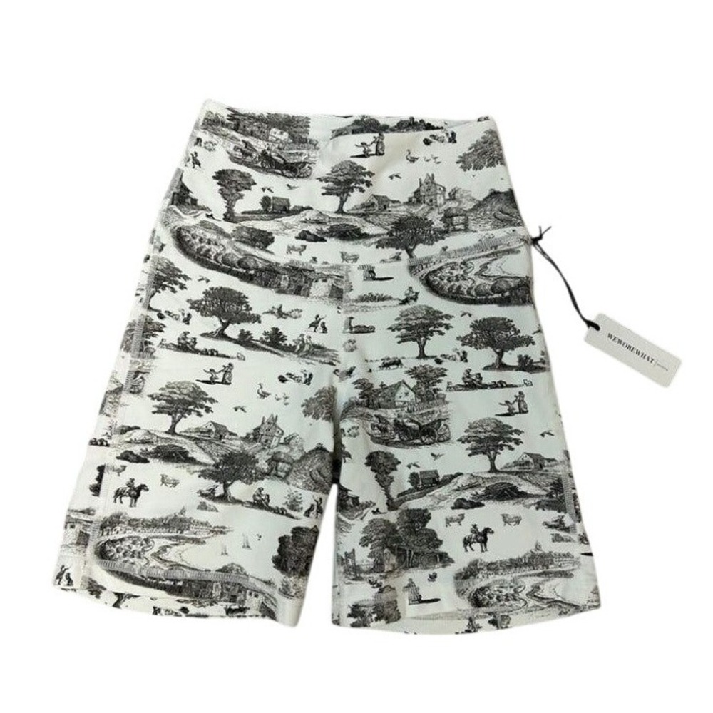 We Wore What Biker Shorts Women S White NWT Toile Print High Waist Activewear